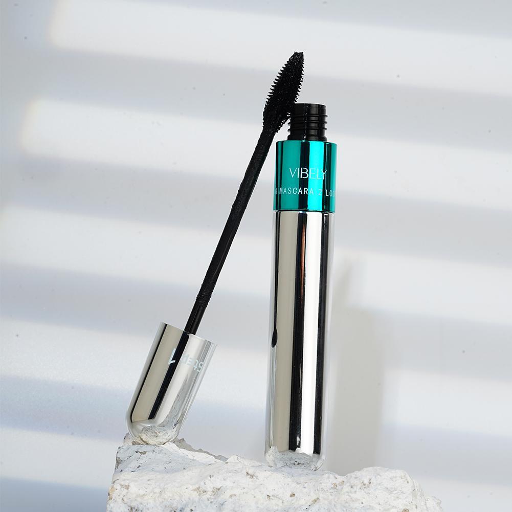 Mascara 2 en 1 double embout à fibres de soie 4D, pour les cils courts et difficiles à maquiller waterproof, séchage rapide, pour extensions de cils, cils noirs et épais, maquillage cosmétique