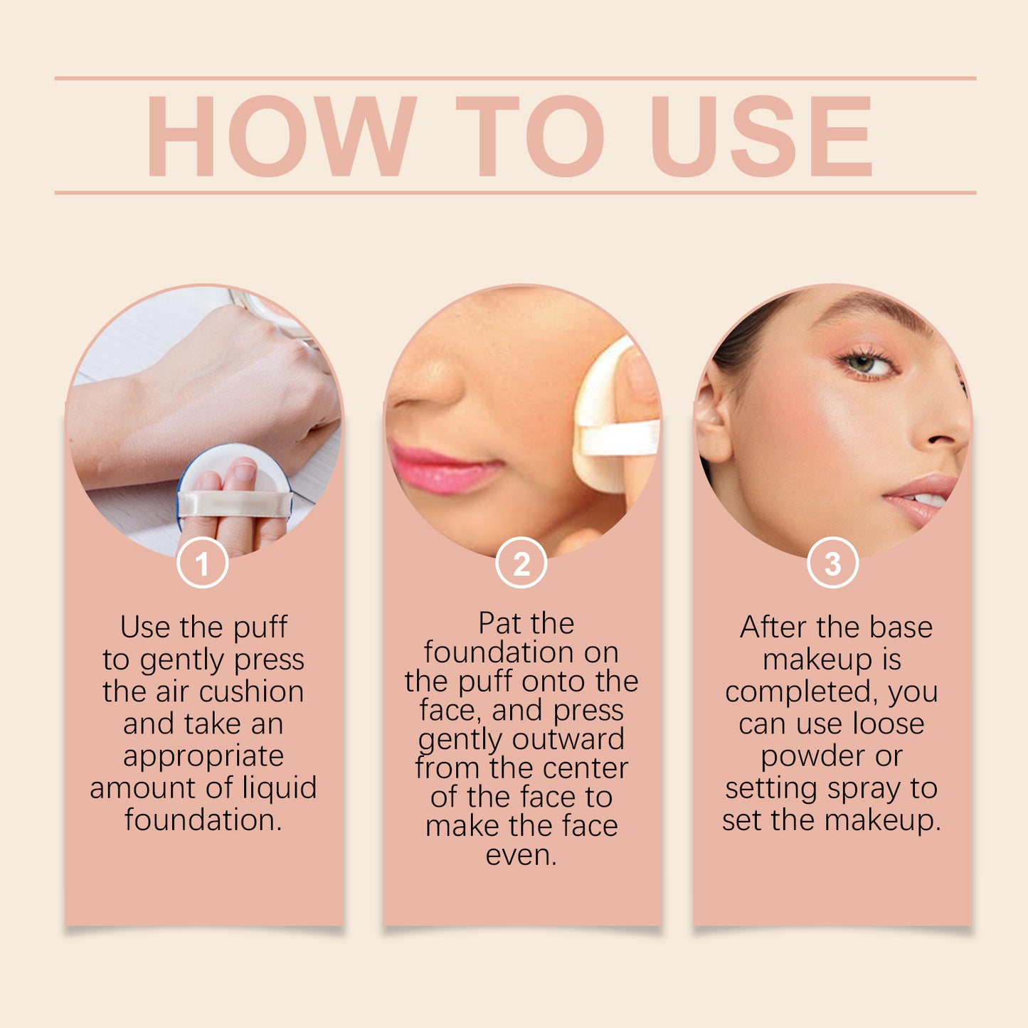 Fond de teint compact à coussin d'air Eelhope (blanc ivoire) Anti-cernes léger et naturel, maquillage longue tenue et facile à enlever, sans effet coussin d'humidité blanchâtre.