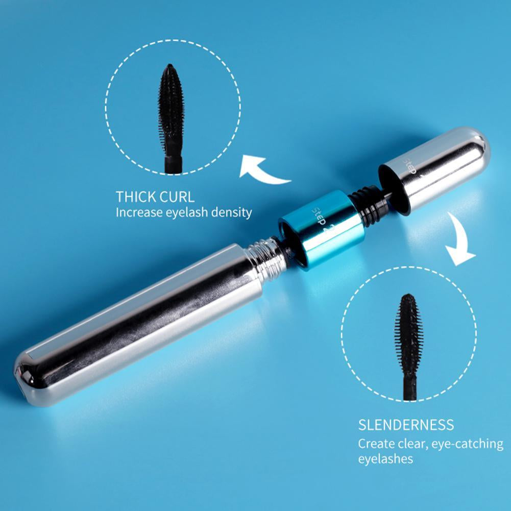 Mascara 2 en 1 double embout à fibres de soie 4D,  pour les cils courts et difficiles à  maquiller waterproof, séchage rapide, pour extensions de cils, cils noirs et épais, maquillage cosmétique
