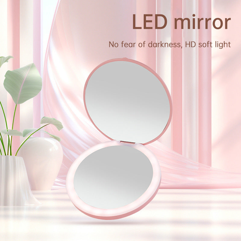 LED miroir de maquillage portable à LED, miroir de beauté rond empilable et éclairé