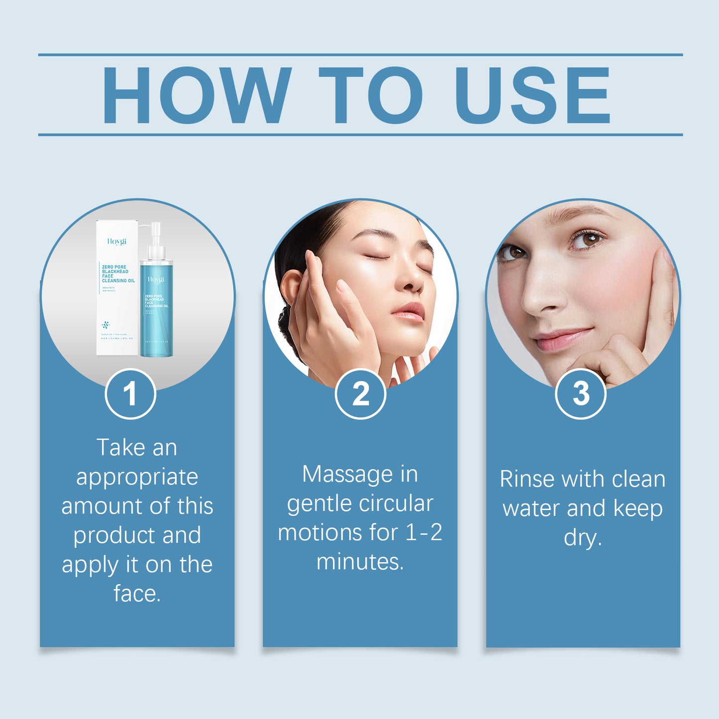 Huile nettoyante Hoygi, démaquillant doux et profond, apaise le visage, les yeux et les lèvres avec une huile démaquillante claire et non tiraillante