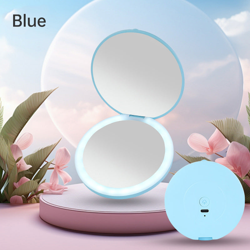 LED miroir de maquillage portable à LED, miroir de beauté rond empilable et éclairé