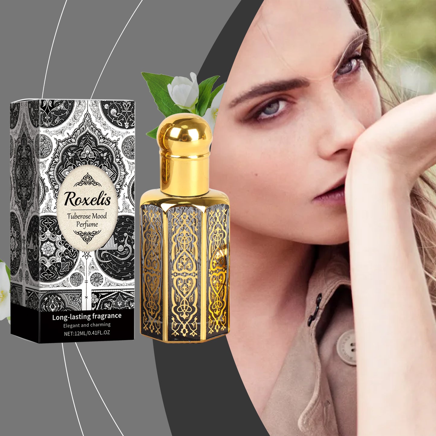 Parfum de style arabe Roxelis parfum de soirée  extrait de jasmin huile essentielle Néroli