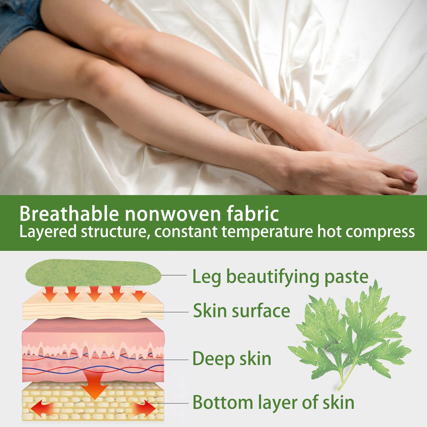 patch pour jambes à base d'absinthe South Moon aide à améliorer la ligne des jambes des personnes sédentaires, à sculpter et à raffermir la peau des jambes.