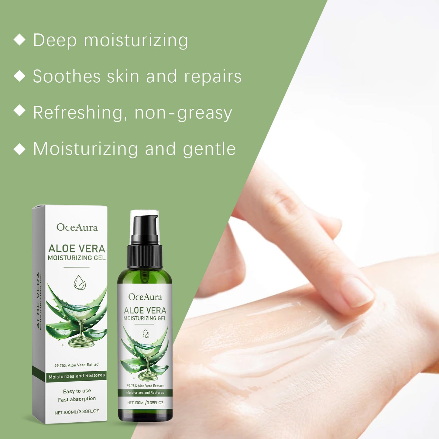 Gel hydratant à  l'aloe  vera  riche en ingrédients  hydratants naturels nourrit et répare  la peau