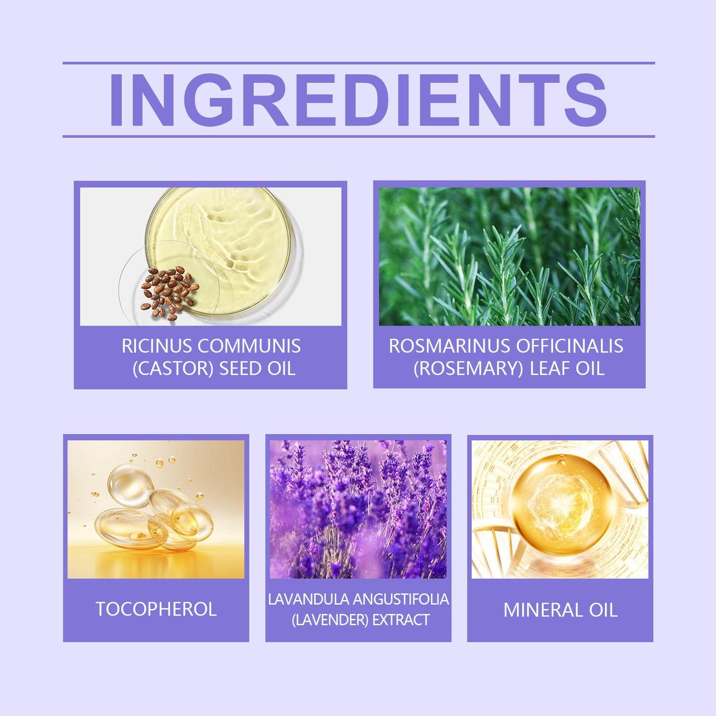 Huile essentielle de lavande melange élaboré  à  partir huile de lavande , de ricin , vitamineE et feuilles de romarin