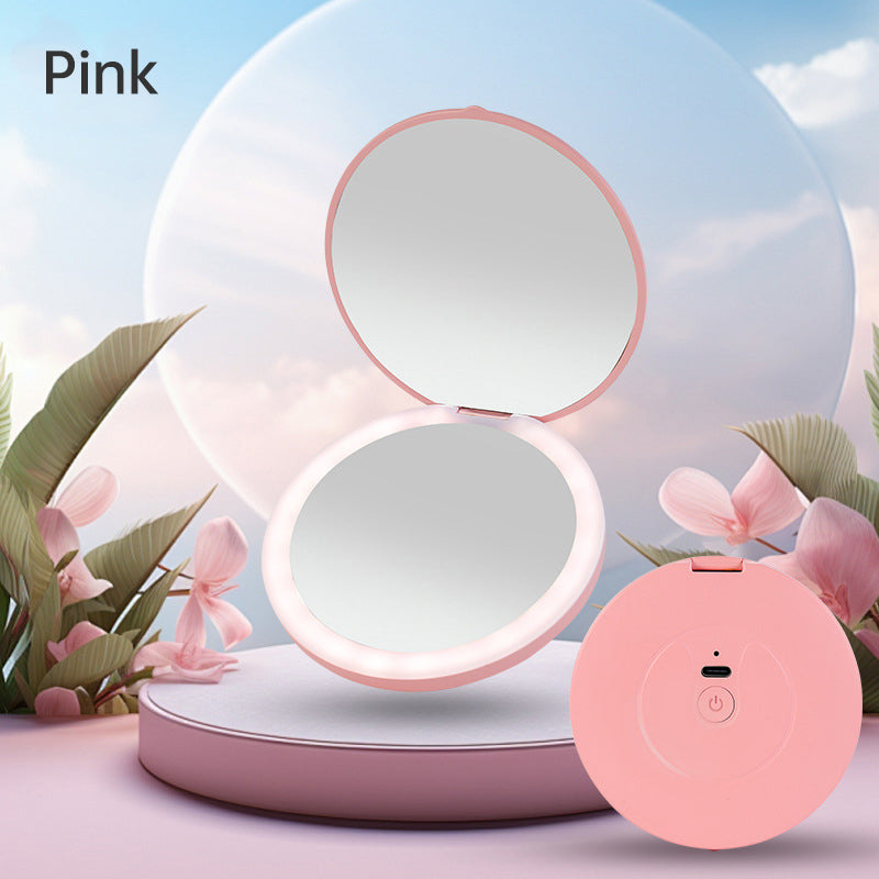 LED miroir de maquillage portable à LED, miroir de beauté rond empilable et éclairé