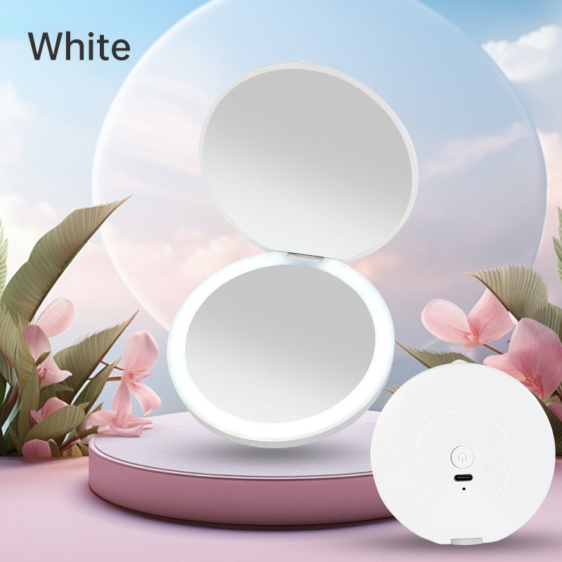 LED miroir de maquillage portable à LED, miroir de beauté rond empilable et éclairé